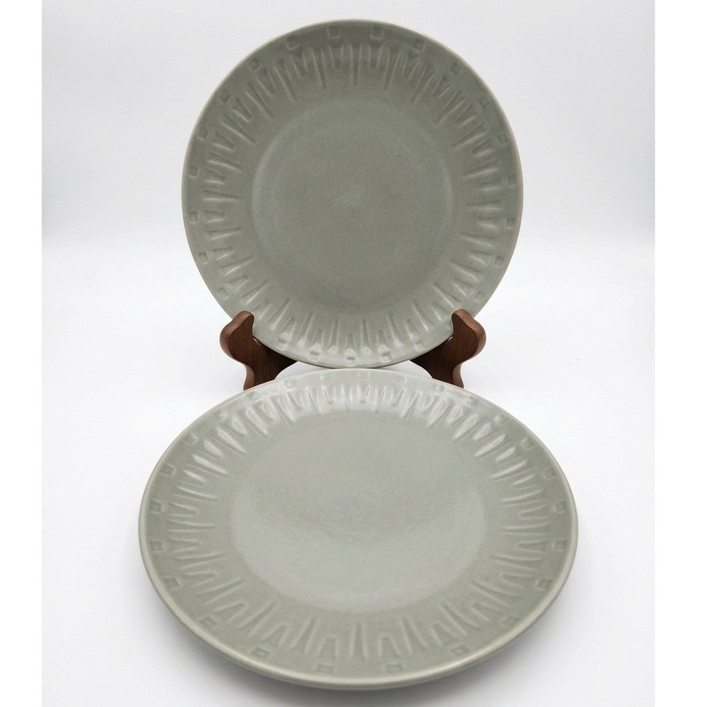 Sango Contempo Gray 8 Inch Salad Plates Set of 2 Speckled Stoneware 4625 Gray